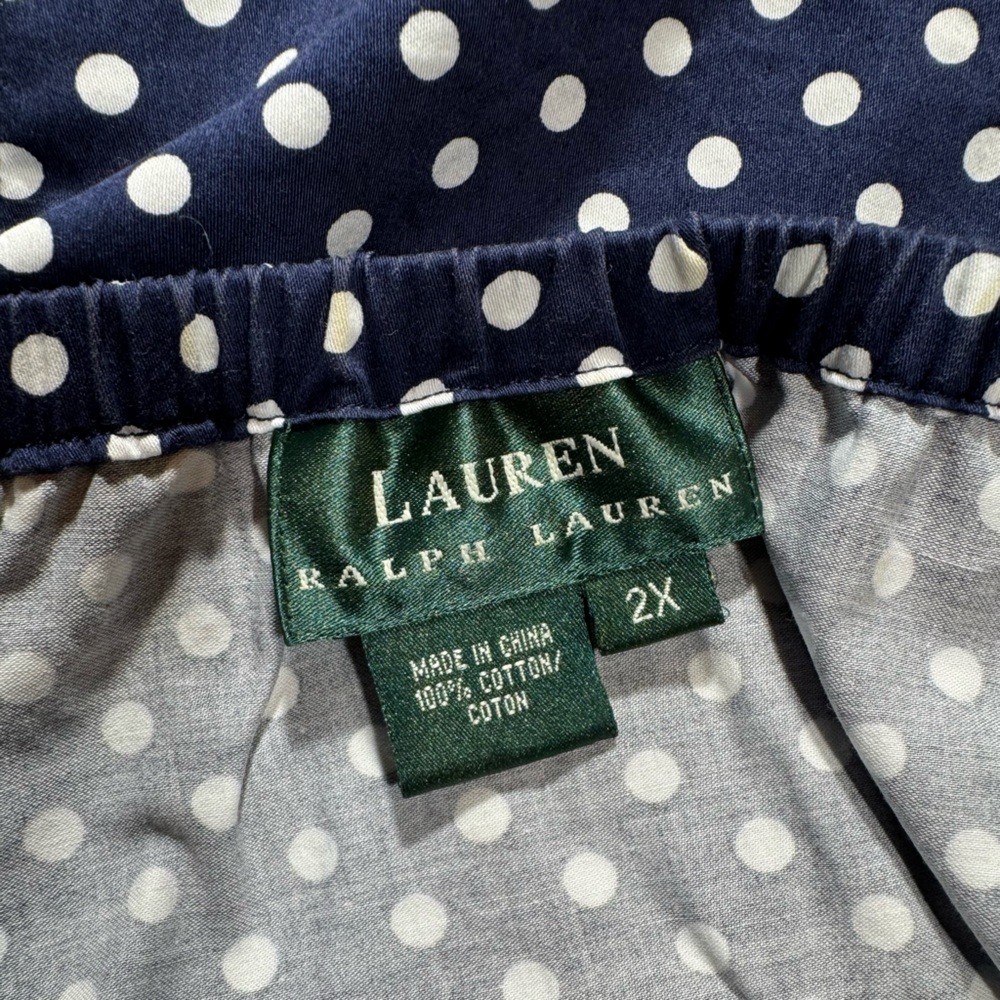 Lauren Ralph Lauren Navy & White Polka Dot Off-The-Shoulder Long Sleeve Top - Picture 3 of 10